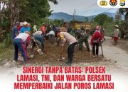 Sinergi Tanpa Batas: Polsek Lamasi, TNI, dan Warga Bersatu Memperbaiki Jalan Poros Lamasi