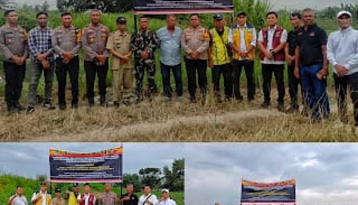 Cegah Aktifitas Galian C Ilegal, Polres Sergai Pasang Spanduk Himbauan Larangan di Bantaran Sungai Ular Perbaungan