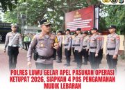 Polres Luwu Gelar Apel Pasukan Operasi Ketupat 2026, Siapkan Empat Pos Pengamanan Mudik Lebaran