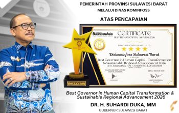 Sukses Transformasi Digital, Gubernur Suhardi Duka dan Diskominfoss Sulbar Sabet Penghargaan Nasional