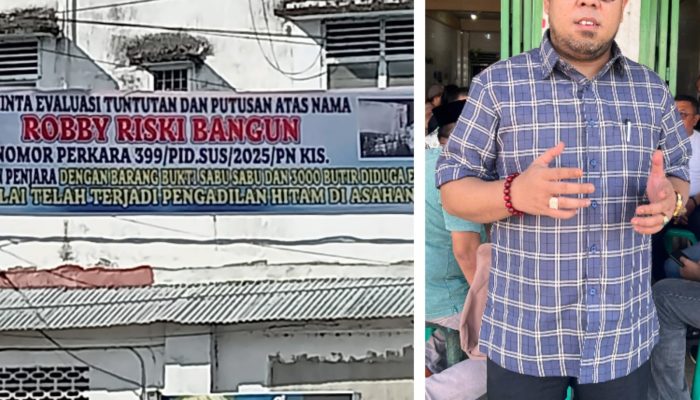 Spanduk Meminta Evaluasi Tuntutan dan Putusan 11 Bulan Terhadap Vonis RRS Terpampang di Kota Kisaran