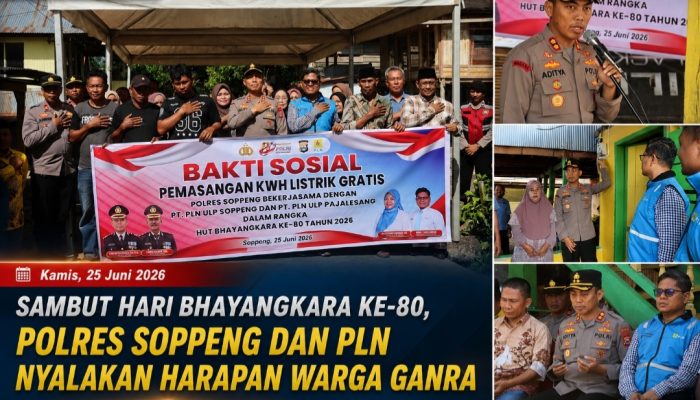 Sambut Hari Bhayangkara ke-80, Polres Soppeng dan PLN Nyalakan Harapan Warga Ganra